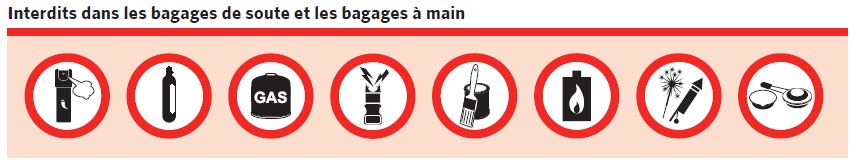 Interdits dans les bagages de soute et les bagages à main: ... Interdits dans les bagages de soute et les bagages à main: ...